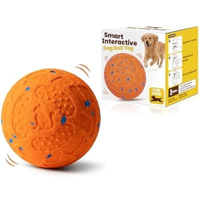 KITPLUS Smart Interactive Dog Toy Ball – Automatic Moving, Bouncing & Rolling, 3 Modes, Chew-Proof E-TPU Shell, Waterproof, Rechargeable,Dog Ball for Medium and Large Dogs, Orange