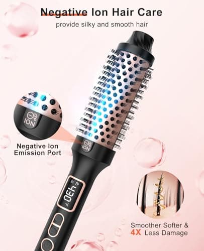 Nimmu Thermal Brush Curling Brush, 1.5" Heated Round for Blowout Look | Curling Iron with 10 Temperature Control, Hot Styler Dual Voltage for Travel, Dual PTC, Negative Ion Technology, Black Gold view 4