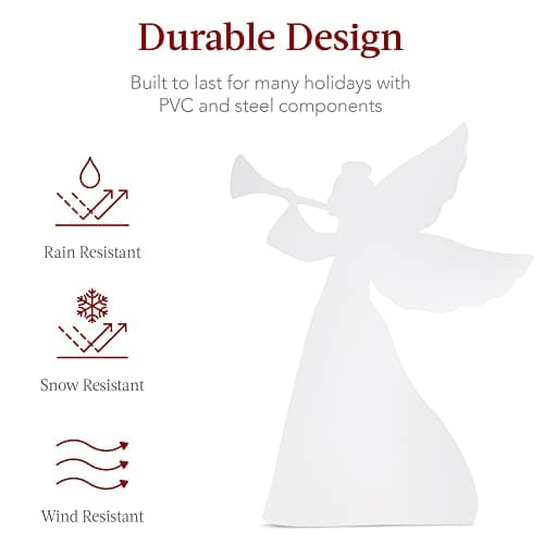 Best Choice Products 3ft Set of 2 Outdoor Christmas Angel Yard Decorations, Weather-Resistant PVC Décor for Lawn, Garden, Display w/ 4 Ground Stakes view 6