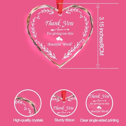 for Mom, Wife, or Loved Ones - 'Thank You for Giving Me This Beautiful World' - Elegant Hanging Ornaments Crystal Gift for Anniversary, Birthday, or Christmas view 3