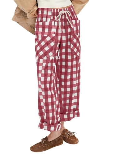 Acelitt Women Checkered Pants with Pockets, S-XXL — image 1