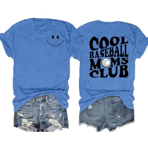 PICKID Baseball Mom Shirt Women Cool Baseball Moms Club T Shirt Graphic Baseball Mom Gift Tee Game Day Baseball Tops — image 1