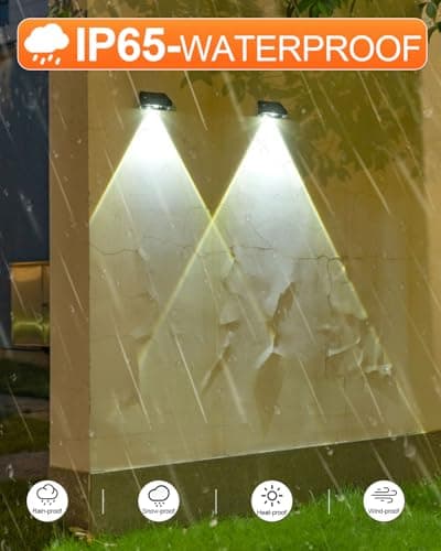 EGOBOO Solar Fence Lights 8 Pack, Backyard Solar Lights Outdoor Waterproof, Dusk to Dawn Auto Lighting Mounted for Outdoor Wall Decor/Deck/Railing/Step/Patio/Pool Porch view 6