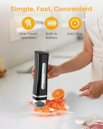 FEPPO Vacuum Sealer for Food with Visible Water Tank, Handheld Saver Compact Vacuum Sealer Machine with 30 Reusable Bags for 6X Preservation & Fresh, Black view 4
