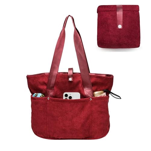 mcuvaec Corduroy Tote Bag for Women, Foldable Tote Bag With Zipper, Large Shoulder Bag, Purses and Handbags for Work Travel — image 1
