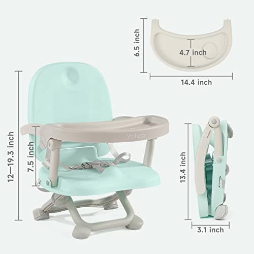 YOLEO Baby High Chair Booster Seat for Dining Table, Foldable High Chairs with Adjustable Heights, Travel Booster Seat with Removable Tray view 2