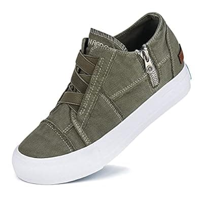 JENN ARDOR Wedge Sneakers for Women Fashion Canvas Shoes Casual Platform Hidden Heel Womens Slip On Sneaker Non Slip Side Zipper