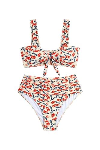 ZAFUL High Waisted Bikini Sets for Women Swim Suits 2026 Tummy Control Ruched Bikini Two Piece Bathing Suit Swimwear view 3