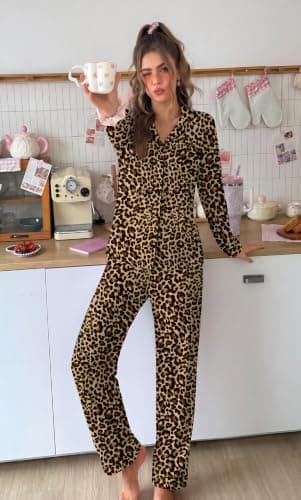 Ekouaer 2 Pack Womens Pajamas Set Button Up Pjs Loungewear Set view 3