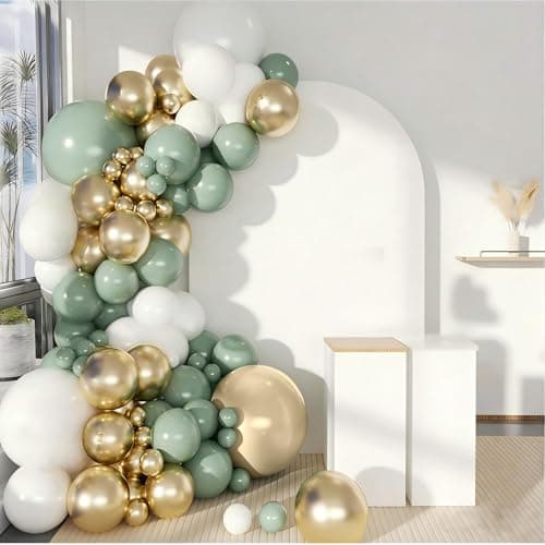 Spring Balloon Garland Arch Kit 160Pcs Sage Green White and Gold Latex Balloons for Baby in Bloom Baby Shower Woodland Jungle Safari Wedding Birthday Party Decoration view 3