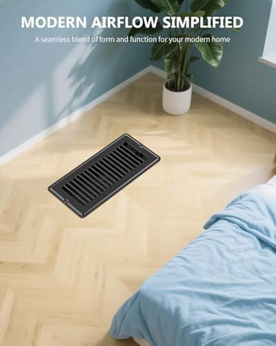 4x10 Floor Regsiter Vent Covers for Home Floor Wall Ceiling - Black with Screws for Easy Installation - Heavy Duty Steel Walkable Finish for Quiet Adjustable Air Vent Cover 4‘’ x 10‘’- 5 Pack view 3