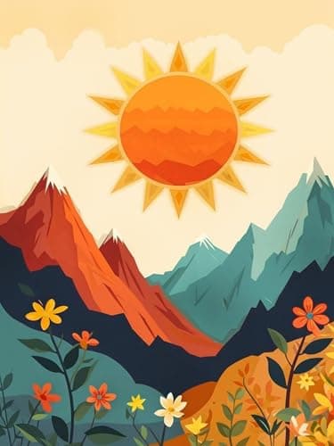 SuanFA Diamond Art Kits for Adults,Bohemian Sun & Mountain Landscape,Easy Diamond Painting for Teens Beginners for Home Wall Decor (12x16inch) view 1