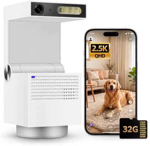 Genie S 2.5K Pet/Dog/Cat Camera, No Subscription Required, Built-in 32GB Storage, Phone APP, 2-Way Audio, 360° Pan&Tilt, Motion Detection, Privacy Mode, AI Tracking, Alexa & Google Assistant — image 1