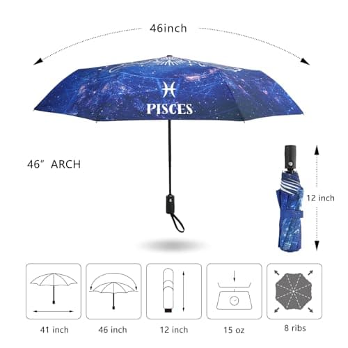 Natuquebrela Automatic Compact Umbrella Constellations - Folding Windproof Rain Umbrellas Travel Lightweight Sturdy Unique Portable Umbrella for Women Girls view 2