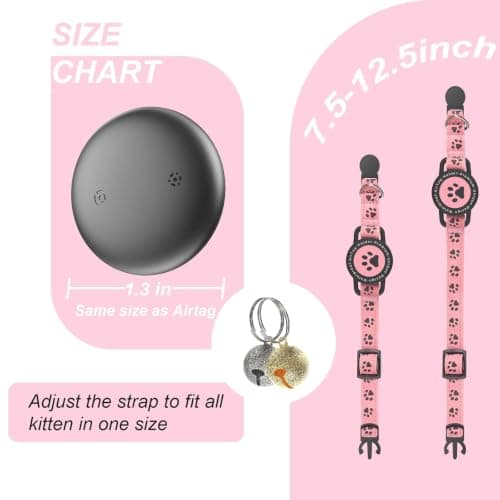 GPS Cat Tracker Collar (iOS & Android), No Monthly Fee Pet Location Pink | Mini Bluetooth Smart Anti-Lost Real-Time Pet Finder Tag Works with Apple Find My & Google Find Hub view 4