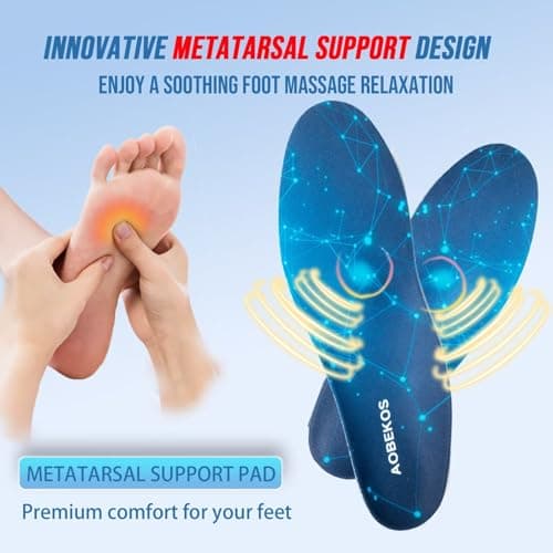 AOBEKOS Heavy Duty Plantar Fasciitis Insoles Men Women, 240lbs Ultimate Comfort High Arch Support Shoe Inserts, Work Boot Orthotic Insoles for Plantar Fasciitis, Flat Feet, Pronation and Heel Pain view 3