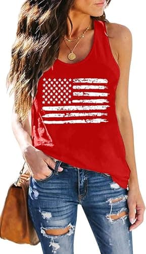 DESFSE American Flag Tank Top Women 4th of July Tanks Tops for Womens USA Flag Patriotic Shirts Vest Racerback Sleeveless Tee — image 1