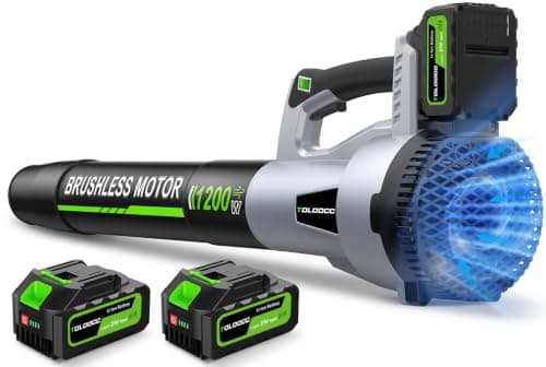 TOLOOCC Leaf Blower Cordless, 735CFM Electric Leaf Blowers with 2 x 4.0Ah Batteries and Charger, 6 Speed Modes,Powerful Snow Blowers for Lawn Care, Patio, Dust, Blowing Leaves — image 1
