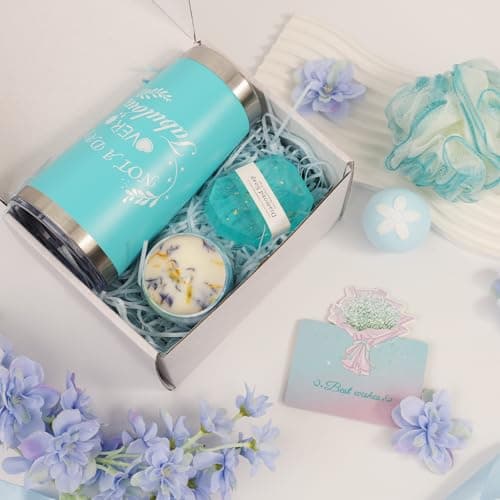Birthday Gift for Women, Spa Basket Sets, Get Well Gifts, Self Care Gifts for Best Friends Sister Mom (blue cup) view 5