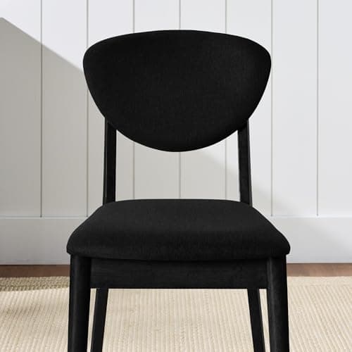 Best Choice Products Dining Chairs Set of 2, Mid-Century Modern Upholstered Wood, Armless w/Seat Cushion, Padded Backrest - Black/Black view 4