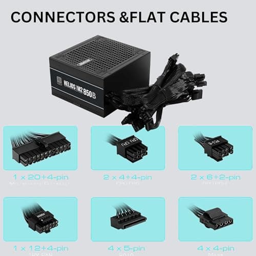 GAMDIAS ATX 3.1 & PCIe 5.1 850W Bronze PSU, 850W Gaming Power Supply, 80+ Bronze ATX Gold 12V Power Supplies for Gaming PC Desktop Computers and Active PFC view 2
