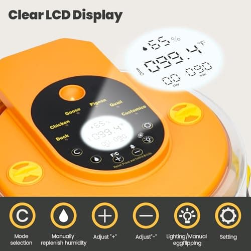 Incubators for Hatching Eggs -15-Egg Automatic Egg Chick Incubator with 5 Smart Preset Modes and Egg Turning, Temperature & Humidity Control Incubator for Goose Duck Children's Day Gift view 5