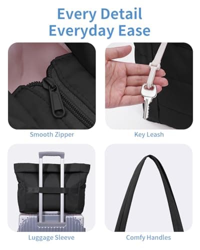 WANDF Work Tote Bag for Women, Puffy 15.6" Laptop Bag with Cup Holder, Quilted Handbag Travel Gym Bag for Nurse Teacher view 5