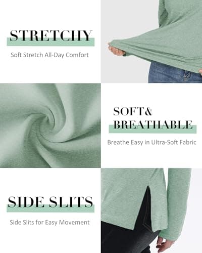 GAYHAY 3 Pack V Neck Long Sleeve Shirts for Women - Fall Casual Soft Tops Basic Loose Fit Outfits Clothes for Vacation view 3