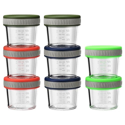 Sursip Glass Baby Food Storage Containers, 4 oz Small Mason Jars with Lids, Airtight for Baby Puree Containers, Juice, Milk, Yogurt, Overnight Oats, Mini Toddler Snack Cups - 8 Pack — image 1