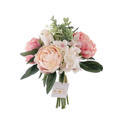 Anna & Alyssa 2 Packs Peonies Artificial Flowers,Mixed Fake Flowers Bouquet,Realistic Silk Floral Arrangements for Wedding,Centerpiece Table,Home Decor(Pink)
