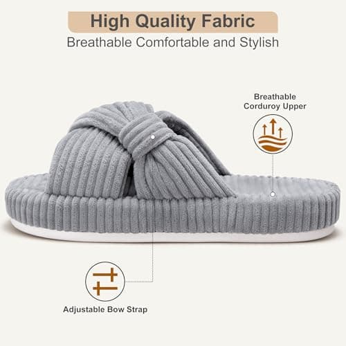Brelzo Calvior Slippers for Women House Bedroom Memory Foam Corduroy Crossbands Slide Home Shoes view 3