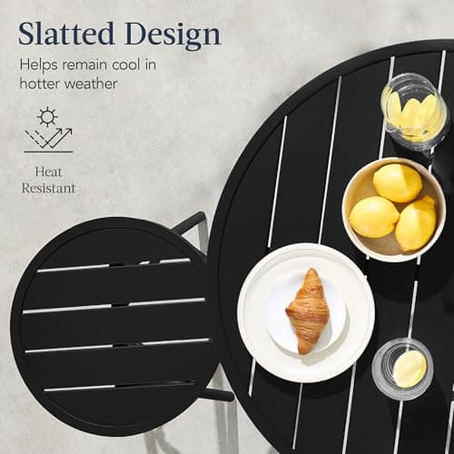 Best Choice Products 3-Piece Patio Dining Set, Bar Height, Outdoor Bistro Set, Outdoor Round Bar Table w/ 2 Bar Stools, Steel - Black view 4