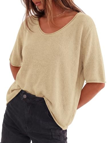 BTFBM Summer Sweaters for Women Lightweight 2026 Summer Oversized Short Sleeve Knitted Pullover Casual Loose Spring Tops view 4