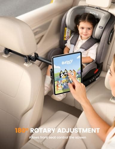 Lamicall Car Headrest Tablet Holder - [Foldable Clip] [Lockable] Tablet Mount for Car Backseat, Car Accessories for Kids, for iPad Pro, Air, Mini, Galaxy Tab, Fire HD, 5.4-13" Tablets, Mother's Day view 4