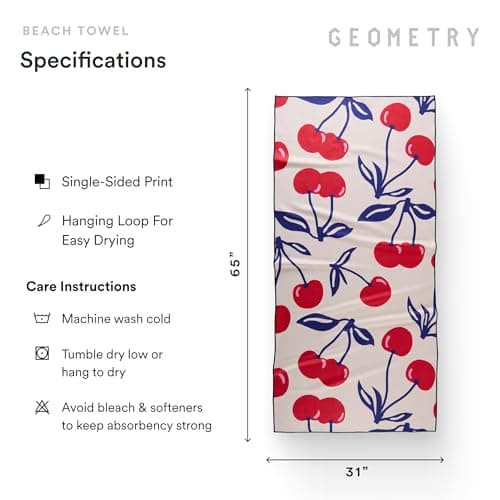 GEOMETRY Micro-Loop Beach Towel – Spring & Summer Collection – Quick-Dry, Sand-Resistant, Ultra-Absorbent Compact Towel for Beach & Travel (Cherry Slush) view 3