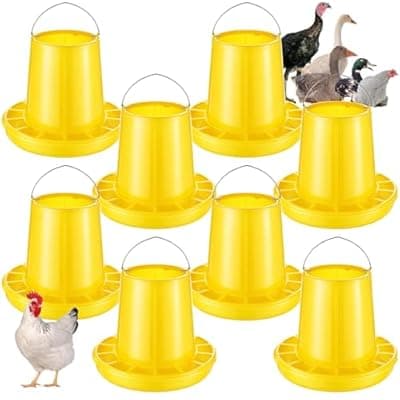 Shellwei 8 Pack 17.6 lb Hanging Chicken Feeders Large Chick Feeder Chicken Food Dispenser for Large Automatic Plastic Poultry Feed Dispensers for Ducks Geese Turkeys Quail