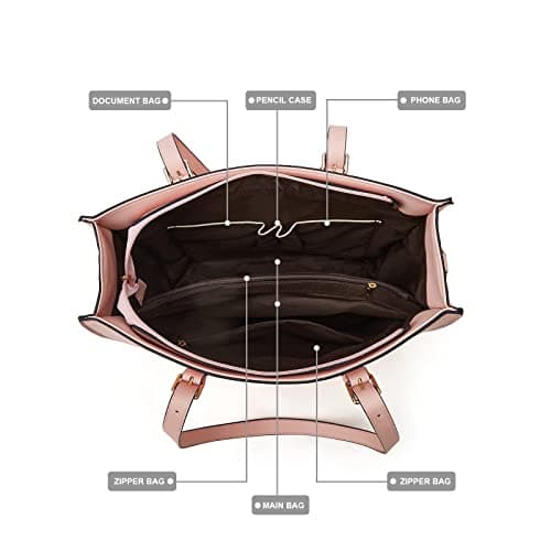 Women Fashion Synthetic Leather Handbags Tote Bag Shoulder Bag Top Handle Satchel Purse Set 4pcs view 5