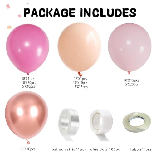 Valentines Day Decorations Pink Balloon Garland Arch Kit 162Pcs Rose Gold Pink Balloon Arch Kit for Girls Birthday Wedding Princess Theme Bridal Shower Galentines Day Decor view 2