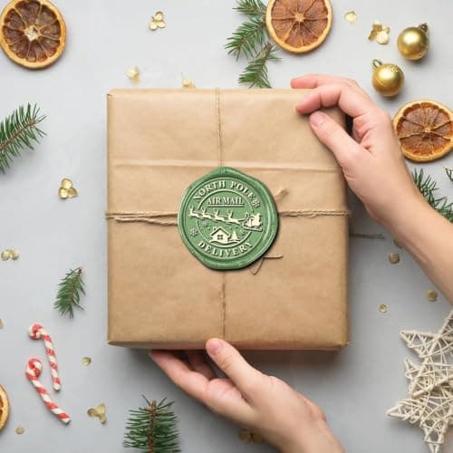 YOLAKIS Santa Claus Wax Seal Stamp Air Mail Christmas Wax Stamp Great for Invitation Christmas Cards Envelopes Gift Package Wax Seal Decoration (Christmas Sealing Kit) view 3