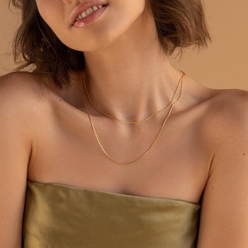 BAYLAY Gold Chain Necklace for Women - 18K Gold Plated Necklace Chain Dainty Gold Necklace for Women Gold Chain Gold Necklace Gold Jewelry Gifts Size 16/18/20/22/24/26 Inch view 3