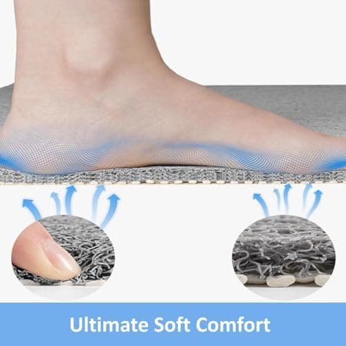 LYGLIGH Square Shower Mat, 31'X31'' Super Non Slip Shower Mats for Inside Shower, Soft PVC Loofah Bath Mat Without Suction Cups for Tub, Quick-Dry, Easy Clean Bathroom Floor Accessories, Grey view 4