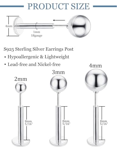 ZNBOH 5 Pairs Flat Back Earrings Stud Gold Threadless Tragus Cartilage for Women Men 925 Sterling Silver Post 14K Gold Hypoallergenic Earring Set for Multiple Piercing Nose Medusa Piercing Jewelry 18G view 4