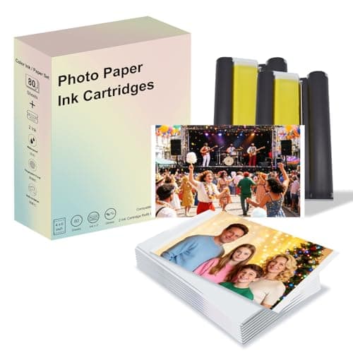 Compatible With Liene Amber M100 M200-4x6 Inch Glossy Photo Paper For DHP512/DHP513, 80 Sheets Papers & 2 Inks, Waterproof, Fingerprint-resistant — image 1