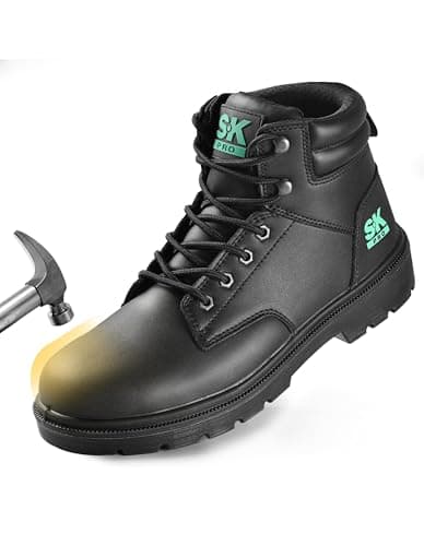 SKPRO Steel Toe Work Boots for Men, Lightweight Non Slip Boots, Safety Toe Construction Leather Water-Resistant Shoes — image 1