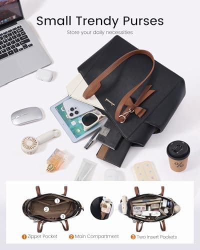 LOVEVOOK Womens Purses and Handbags Trendy Small Tote Purse with Zipper 2026 PU Leather Satchel Shoulder Bag for Work Travel view 4