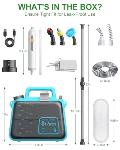 Battery Powered Garden Sprayer 2 Gallon, Electric Pump Sprayer with 3 Mist Nozzles, Rechargeable Handle, Telescopic Wand, Adjustable Strap, Water Spray Weed Sprayer for Lawn, Garden, Yard, Plants view 2