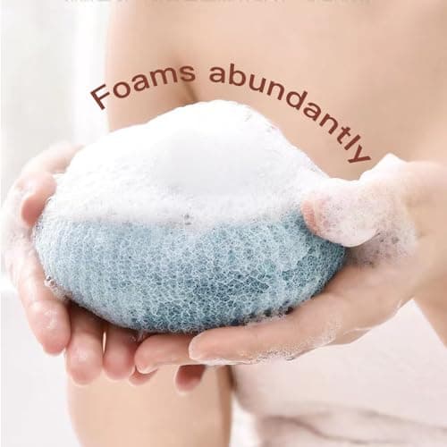 Iosjeude 2 PCS Suction Cup Bath Ball, Super Soft Sunflower Suction Cup Bath Ball Shower Sponge Exfoliating Shower Ball Bath Sponges Shower Loofah Sponges to Scrub Body and Enjoy Shower Apricot & Blue view 4