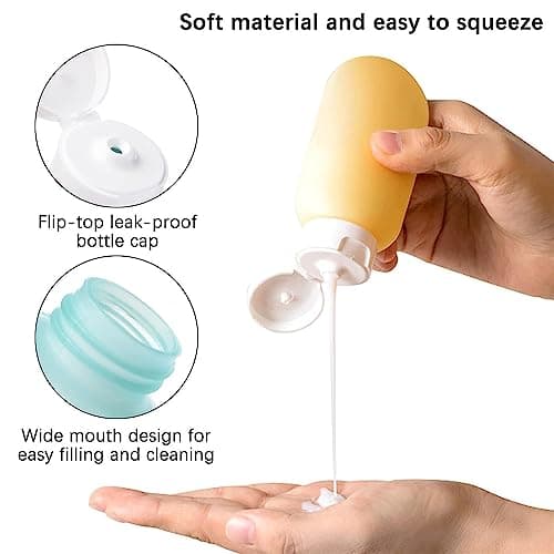 ZLSSETEC 12pack Travel Bottles for Toiletries, TSA Approved Travel Size Toiletries Containers, Travel Bottles Set with Labels Leakproof Squeezable Refillable Airplane Travel Accessories view 3