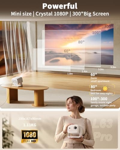 Smart-Outdoor-Projector-Portable, 360° Rotating Mini-Movie-Projector with WiFi6 and Bluetooth5.4, Lisowod Movin3.0 Built-in 10K+ Licensed Apps, Phone Control, Ceiling Proyector for Indoor/Outdoor Use view 4
