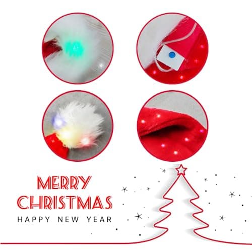 Santa Hats Adults & Kids, 2-pack LED Christmas Hats with Lights view 3